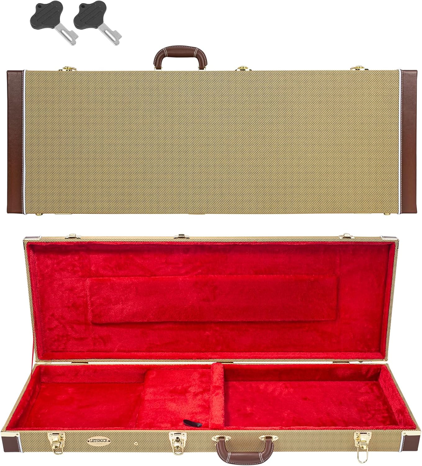 LETSROCK Electric Guitar Hard Shell Case, 39 Inch Standard Electric Guitar Hard Carrying Case for KST/KTL/170 Model with Lock Latch