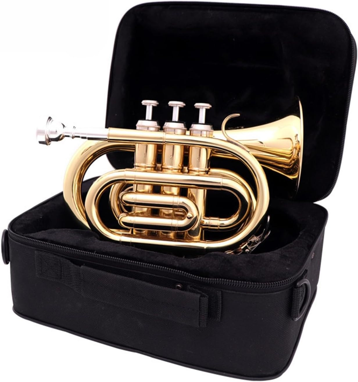 Portable Trumpet B Flat Mini Cornet Brass Musical Instrument