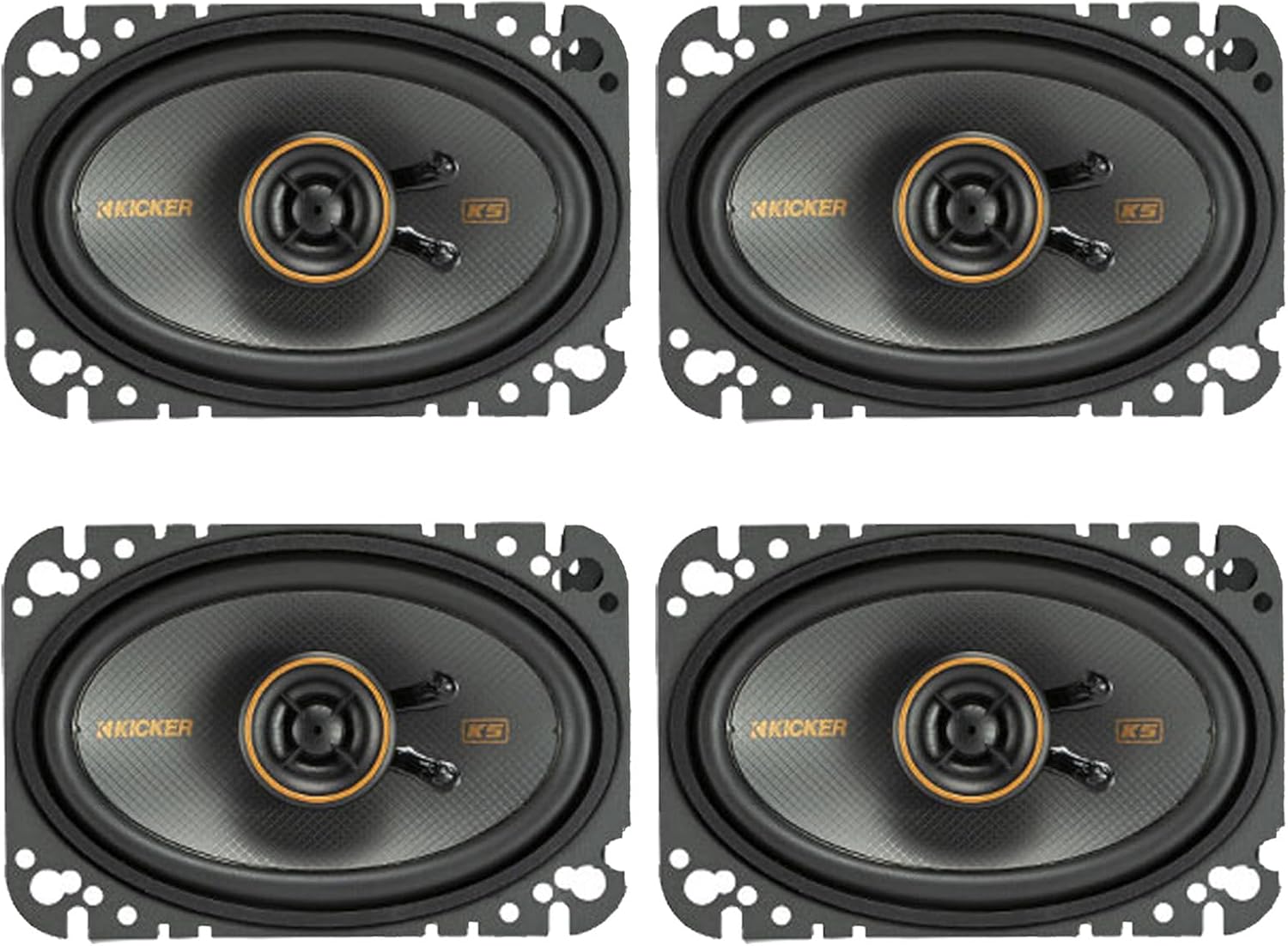 KICKER 4x6 150 Watt Peak Power 4-Ohm 2-Way Thin-Mount Car Audio Speakers (Qty 4)