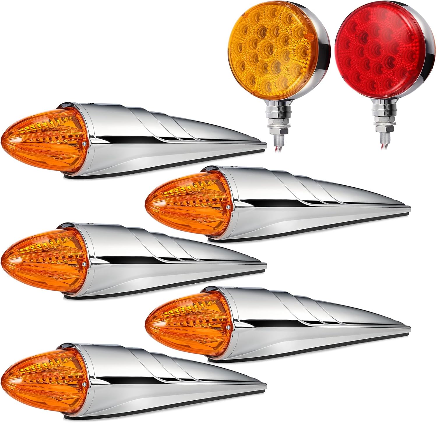 Partsam 5PCS Amber Torpedo Cab Marker+2pc 3