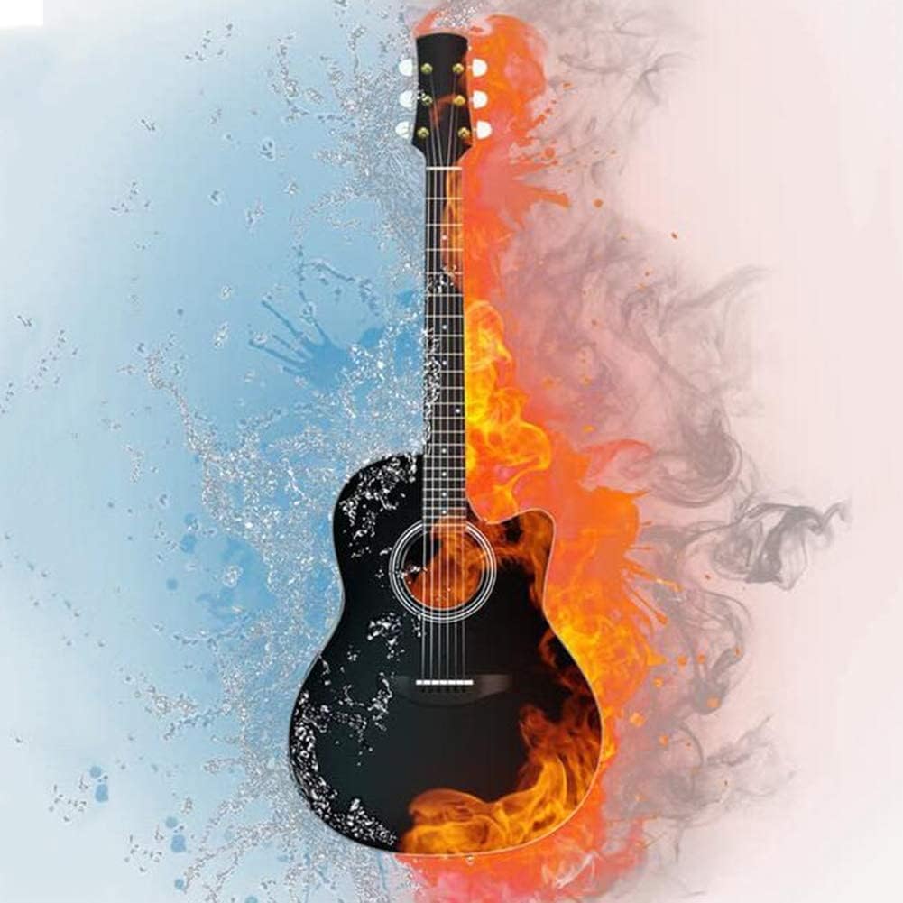 Full Size Guitar Beginner Practice Travel Guitar Adjustable Metal String Fingerstyle Stable Sound Quality Spruce 6 Colors Beginner Acoustic Guitar Starter Package Student G (Beige Long)