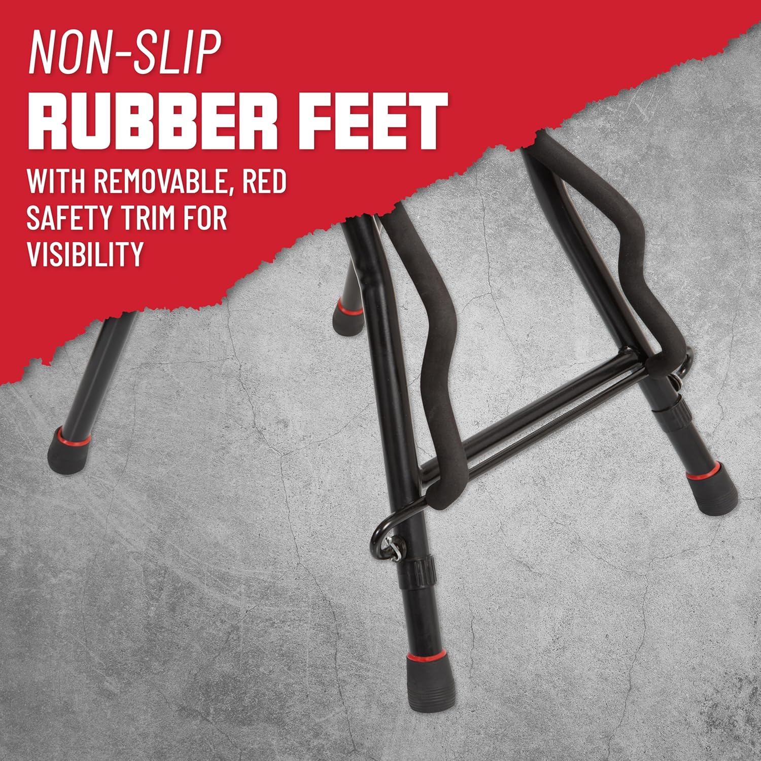 Gator Frameworks Foldable Guitar Stool with Padded Seat and Rear Mounted Guitar Hanger, (GFW-GTRSTOOL)