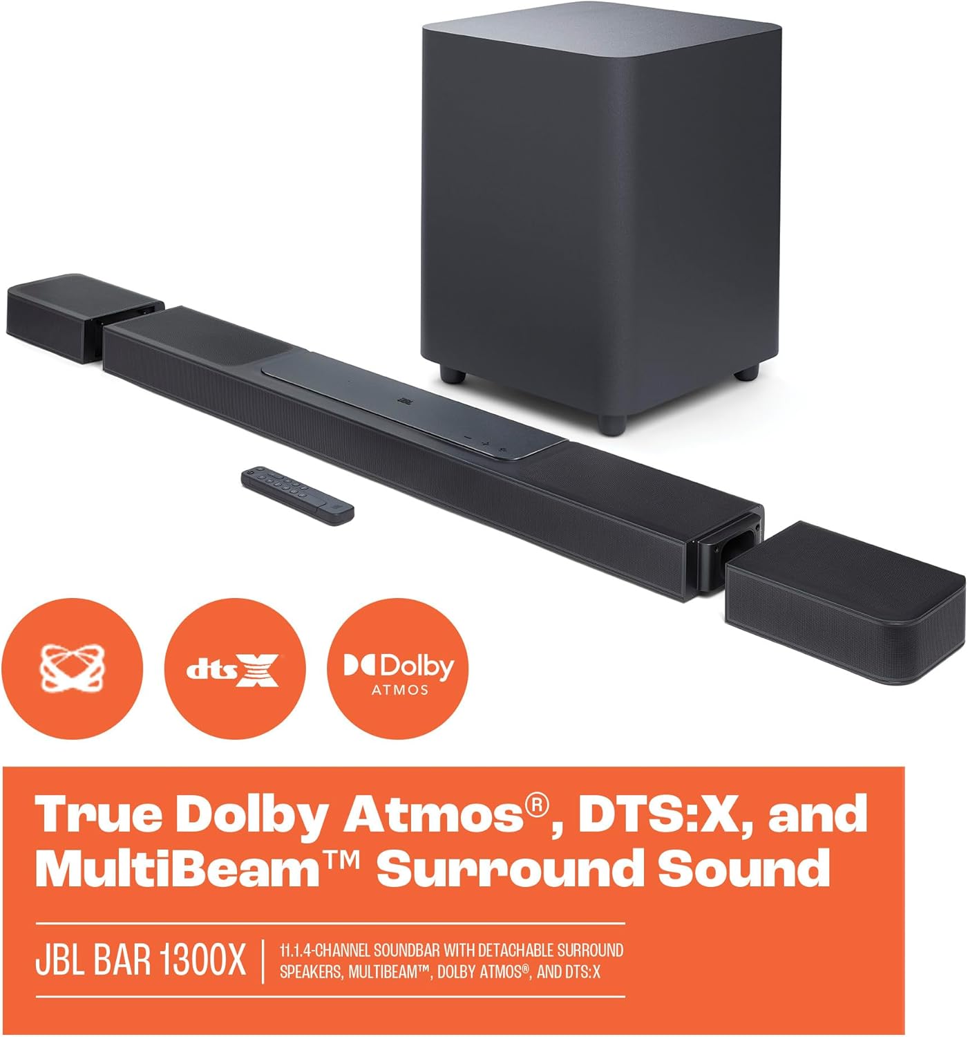 JBL Bar 1300X: 11.1.4-Channel soundbar with Detachable Surround Speakers, MultiBeam™, Dolby Atmos® and DTS:X®, Black