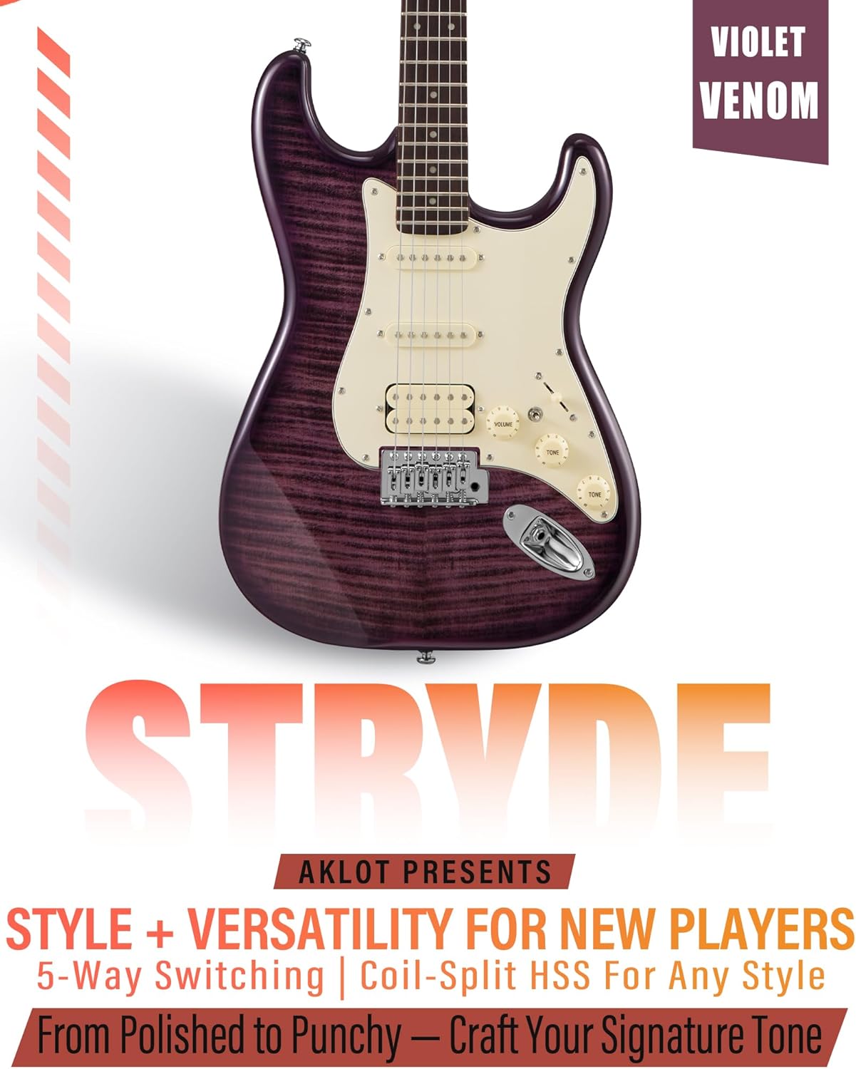 AKLOT Stryde Electric Guitar with Aklot Vibrating Metronome Watch Ⅱ