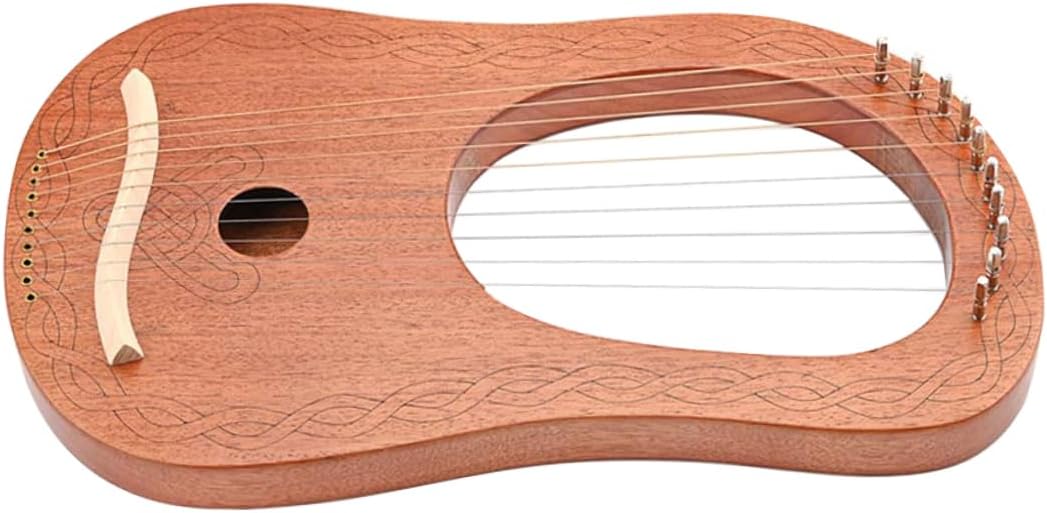 ERINGOGO 10-String Lyre Harp Tuning Wrench Portable Wood Handheld Musical Instrument for Beginners and Music Lovers