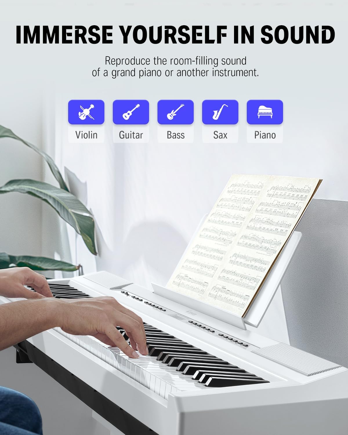 Donner DEP-20 White Digital Piano + White Piano Bench