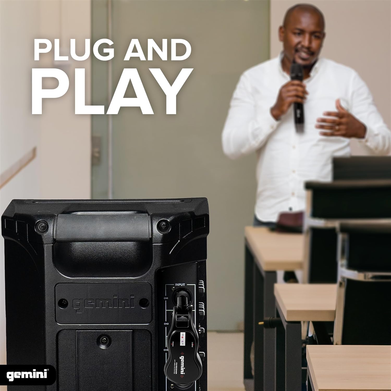 Gemini Dual Wireless Microphone UHF Handheld Rechargeable Cordless Mic System 2 Pack with Receiver for Karaoke Singing DJ Performance PA Speaker Mixer 50M Range (GMU-M200)