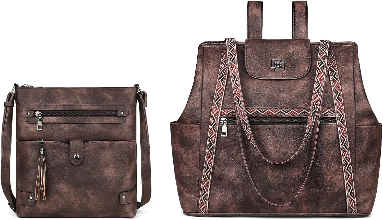 FADEON Crossbody Purses for Women & Laptop Tote Bag Brown Collection
