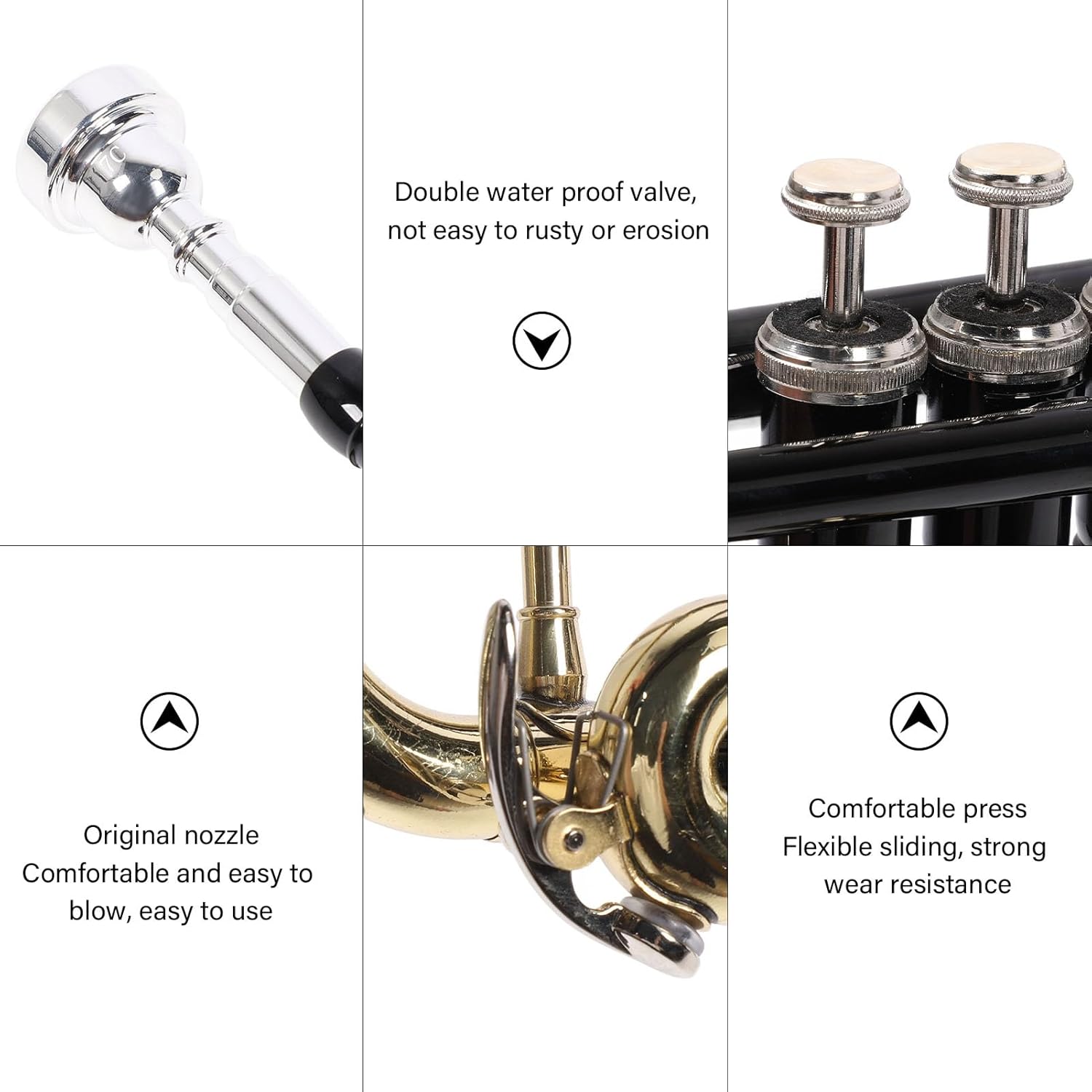 Bb Trumpet Standard Trumpet Set Brass Band & Orchestra Musical Instruments with Carrying Case, Mouthpiece, Cleaning Cloth and Gloves