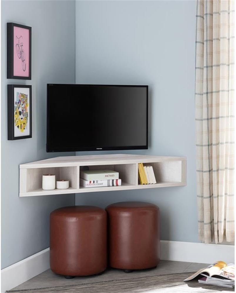 BOWERY HILL Corner Wood Wall Mounted Floating Shelf 42