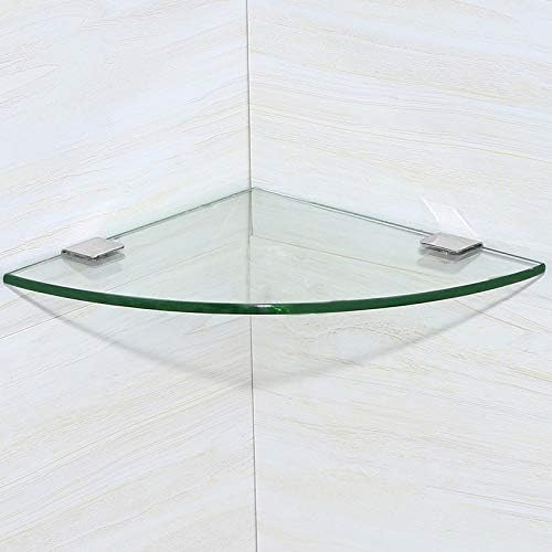 VIDI Shower Shelf, 20cm Clear Triangle Bathroom Glass Drilling Wall Hanging Corner Organizer Storage Shelves