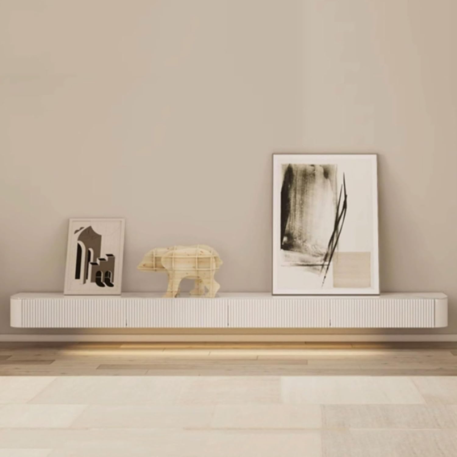 TV Stand TV Cabinet Wooden Floating TV Shelf, 70.8''/78.7'' Wall-Mounted TV Console, Floating Shelf for Under TV, Floating Entertainment Shelf, Floating TV Stand with Storage for Living Room Televisio