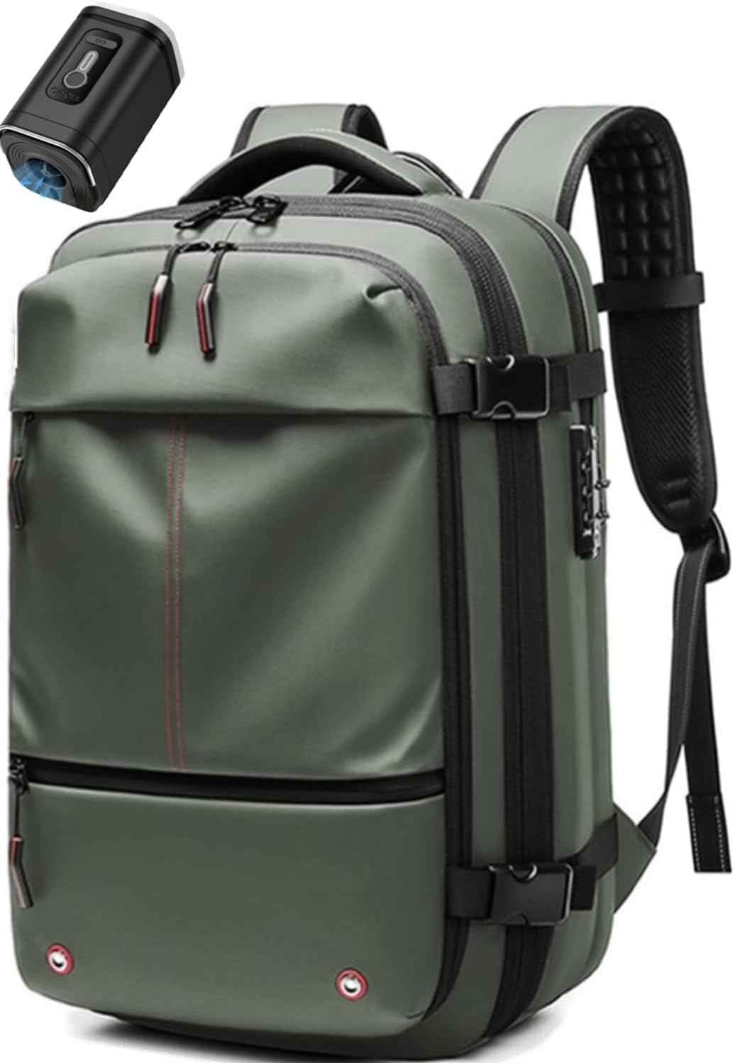 Easy Vac Pack Backpack Carry On, Vacuum Travel Backpack with Pump,Expandable 60L for Traveling,Airplane (Green with Pump)