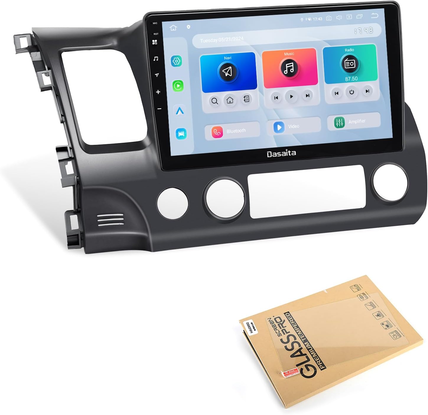 Dasaita Android 13 Car Stereo Upgrade for Honda Civic 2006-2011 with Wireless Carplay & Android Auto & Screen Protector, 10.2