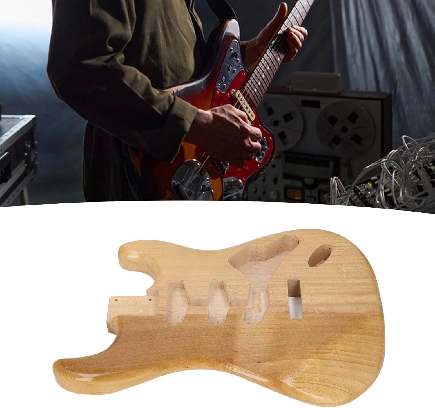 Electric Guitar Body Walnut Wood Guitar Barrels with Triple Single Pickup Hole, Unfinished Blank Guitar Bodies for Bass Guitars