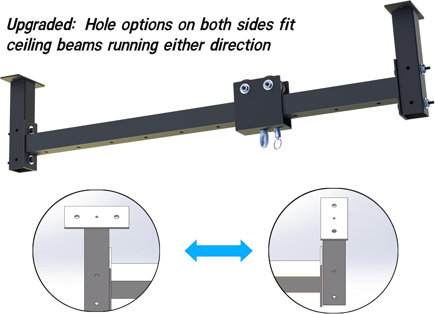 Wall Ceiling Heavy Bag Hanger Roller Mount Saving Space 44'' Long Ease Adjust for Heavy Punching Bags up to 300 LBS