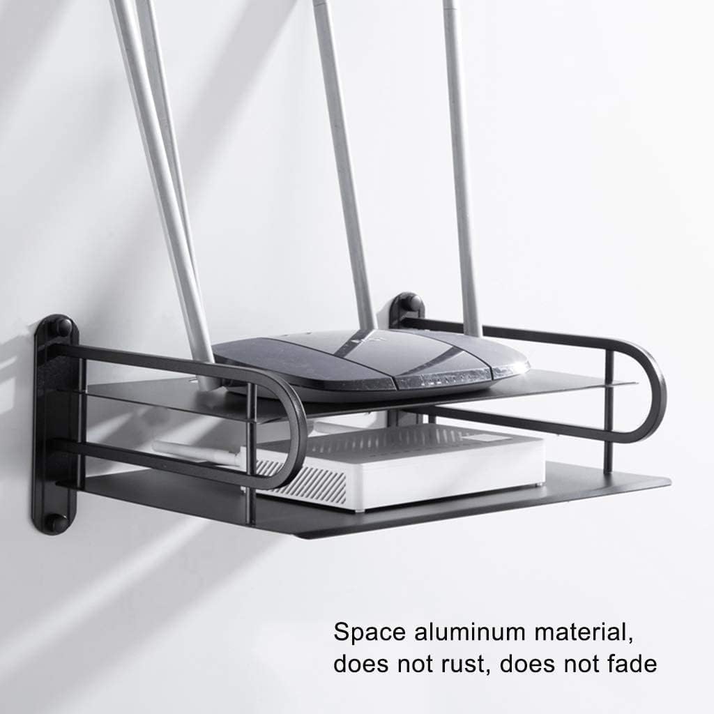 WiFi Router Shelf, Wall Mount Organizer and Cable Management Floating Shelving for Home and Office, Metal Panel with Vented Airflow
