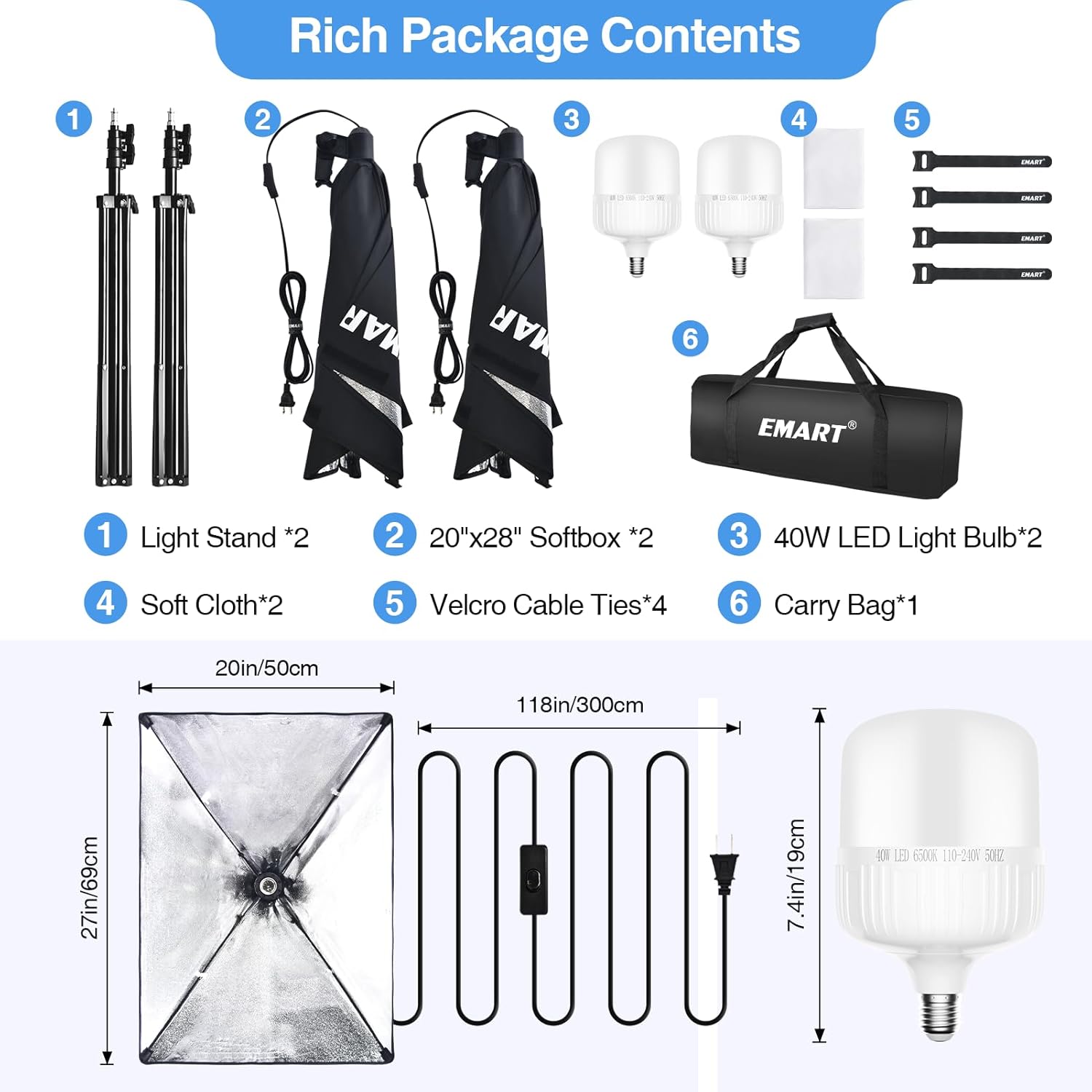 EMART Softbox Photography Lighting Kit, 20