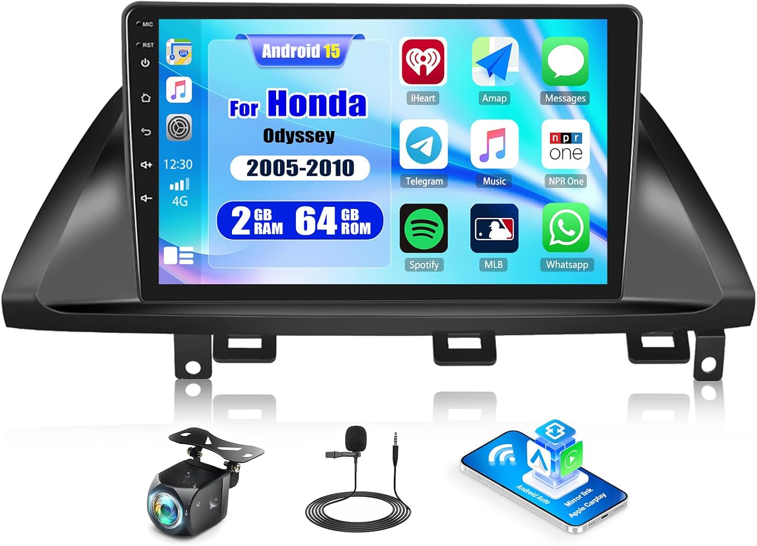 Android 15 Car Stereo for Honda Odyssey 2005-2010 Radio with Wireless Carplay Android Auto, 10.1