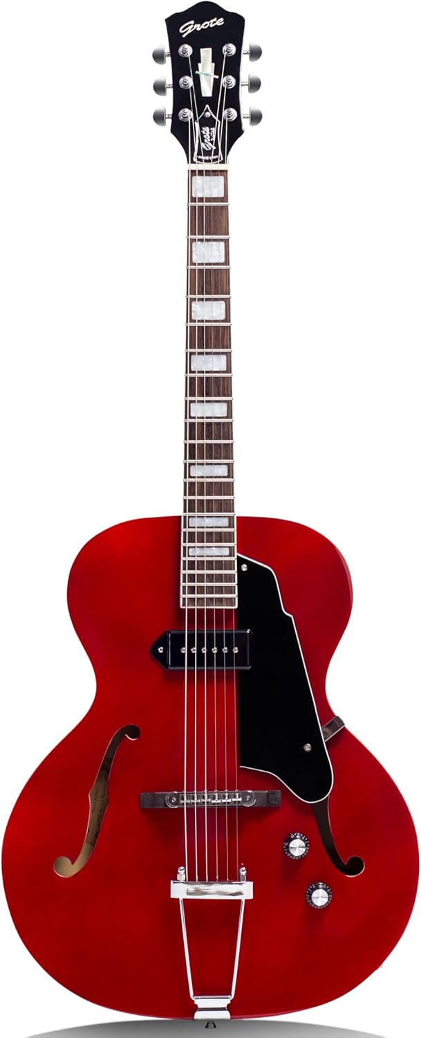 GROTE Jazz Electric Guitar Hollow Body Chrome Hardware P90 pickup (RED)