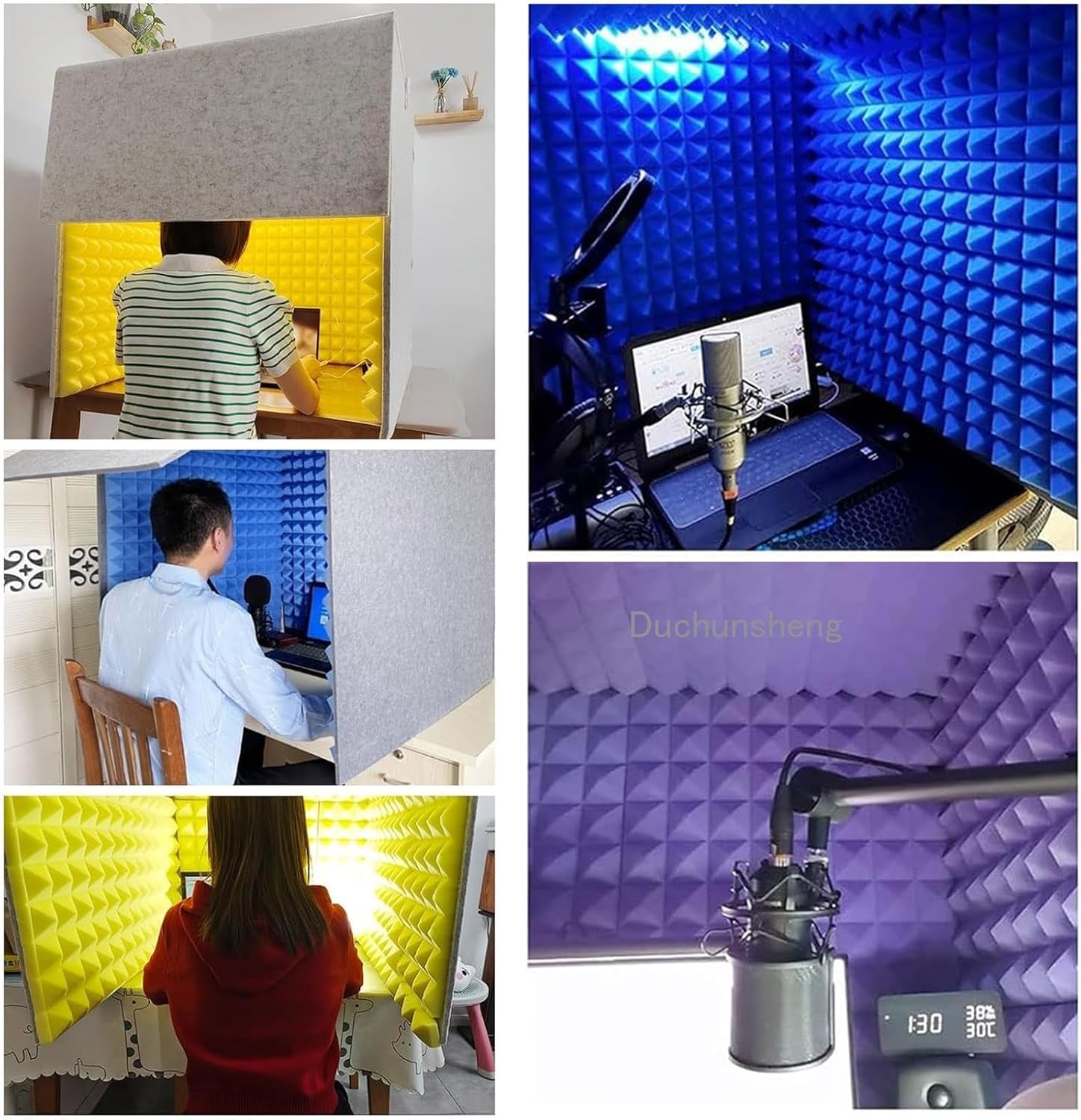 Desktop Soundproof Enclosure, Portable Home Studio, Suitable for Recording (Grays)