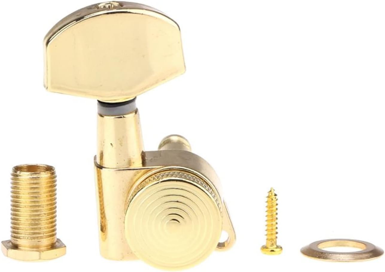 FLFL Guitar String Tuning Pegs Gold 3R3L 19:1 Ratio Locking Tuners Tuning Pegs Machines Heads Set for Electric Or Acoustic Guitar