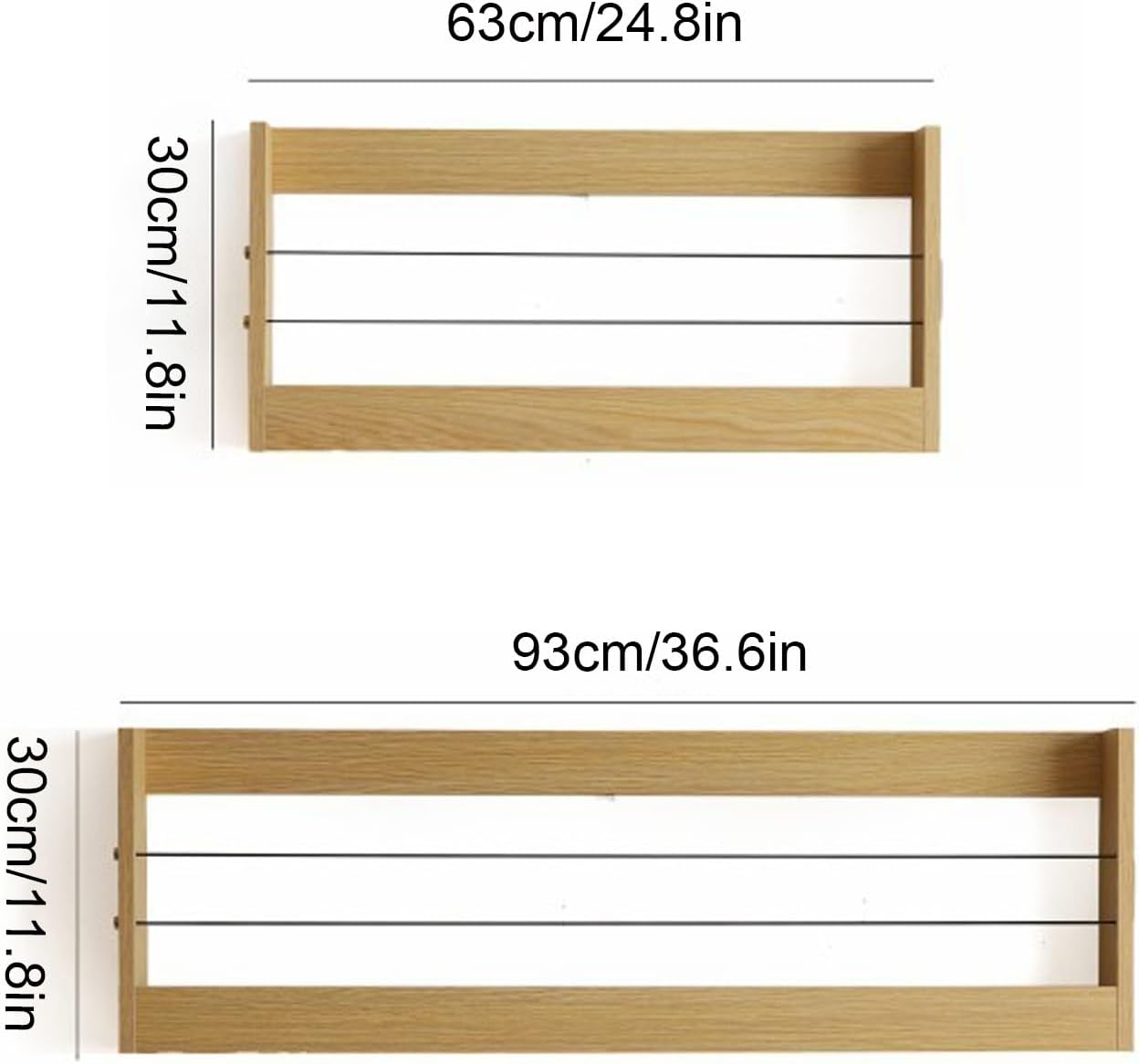Floating Bookshelf, Wall Mounted Magazine Holder, Hanging Display Rack Space Saving, Wall Book Shelves, Display Storage Organizer for Home Office(Beige,63cm/24.8in)