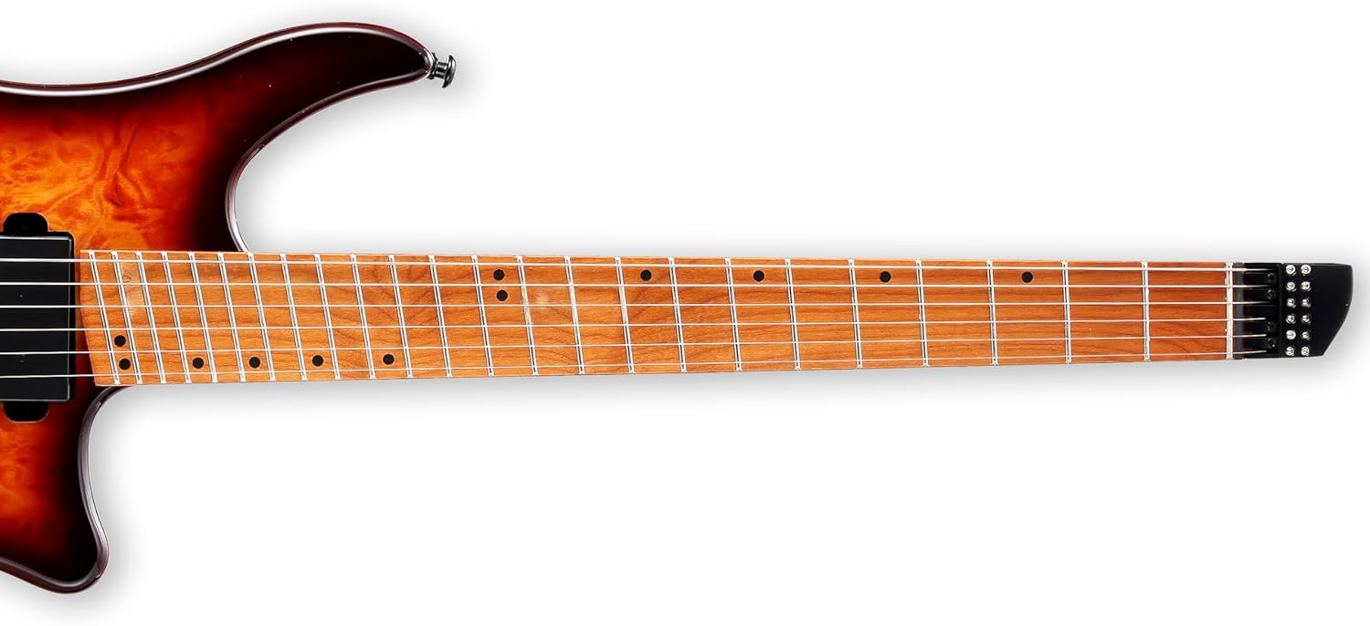 6 String Headless Electric Guitar poplar body Carbon Fibre Maple neck fanned fret