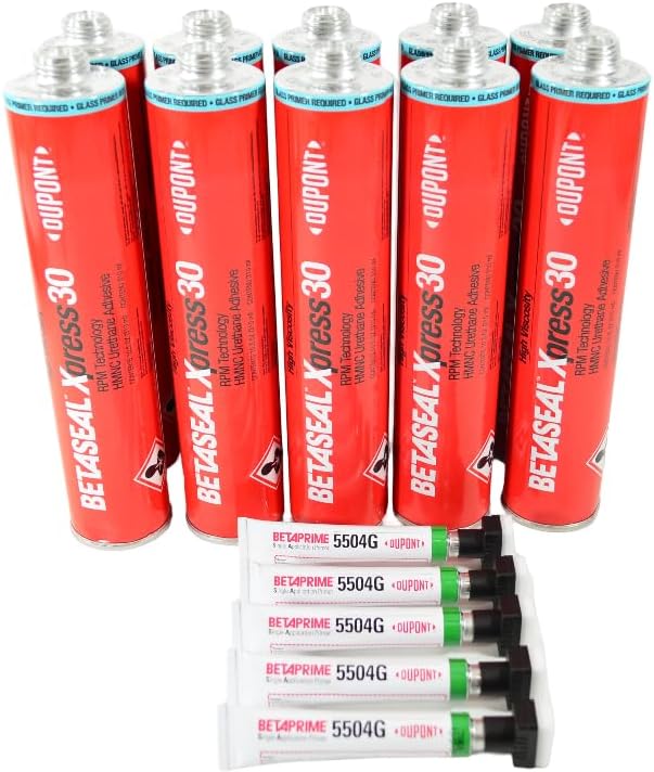 Xpress 30 Advanced-Cure Auto Glass Urethane, Adhesive Sealant 10 Tubes (Case Pack with 5 Single Application Primer)