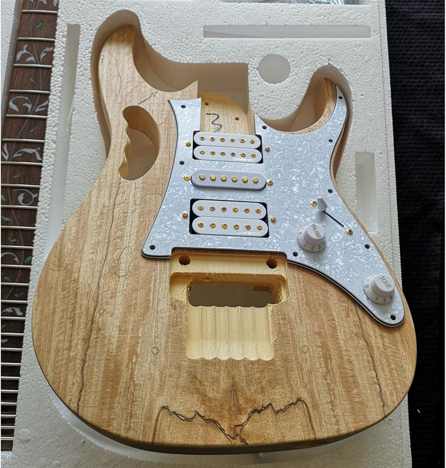 Basswood Body Rosewood Fingerboard Maple Neck Electric Guitar Assembly Accessories Set with Mounting Screws Unfinished Guitar Set
