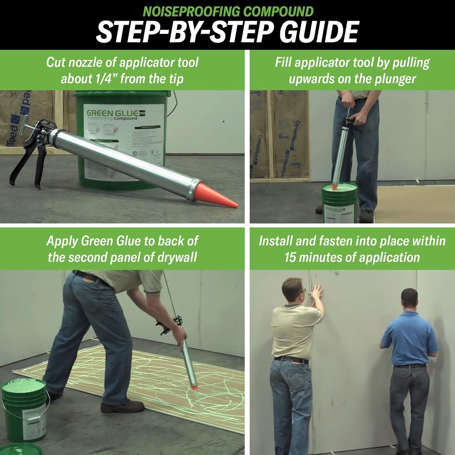 Green Glue Soundproofing Compound, 5-Gallon Bucket with Two Acoustic Caulk Sealant Tubes of 29 oz - Bundle for Noise Reduction and Sound Proofing Acoustic Treatment.