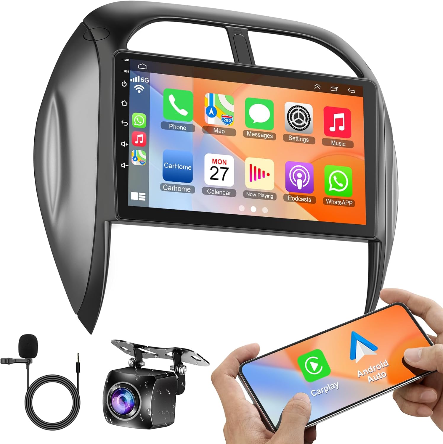 4+64GB Android 13 Car Stereo for Toyota RAV4 2003-2005 with Wireless CarPlay/Android Auto, 9