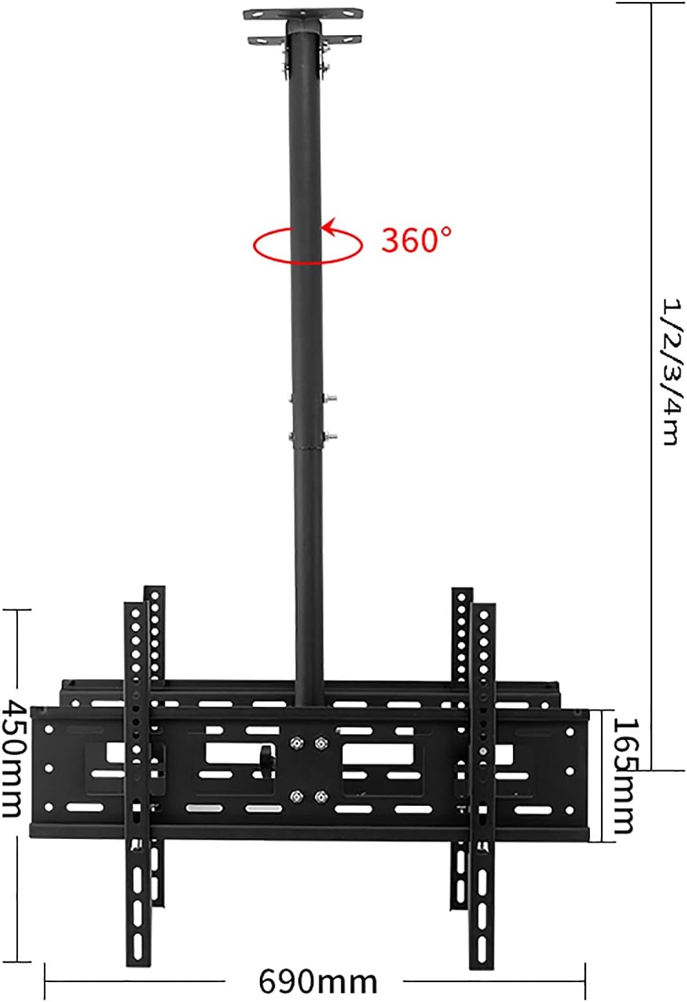 TV Stand,tv Wall Mount Double Screen Ceiling TV Mount, Adjustable Tilt Swivel, Fits Most 40-70 Inch LED Screen Display,2m