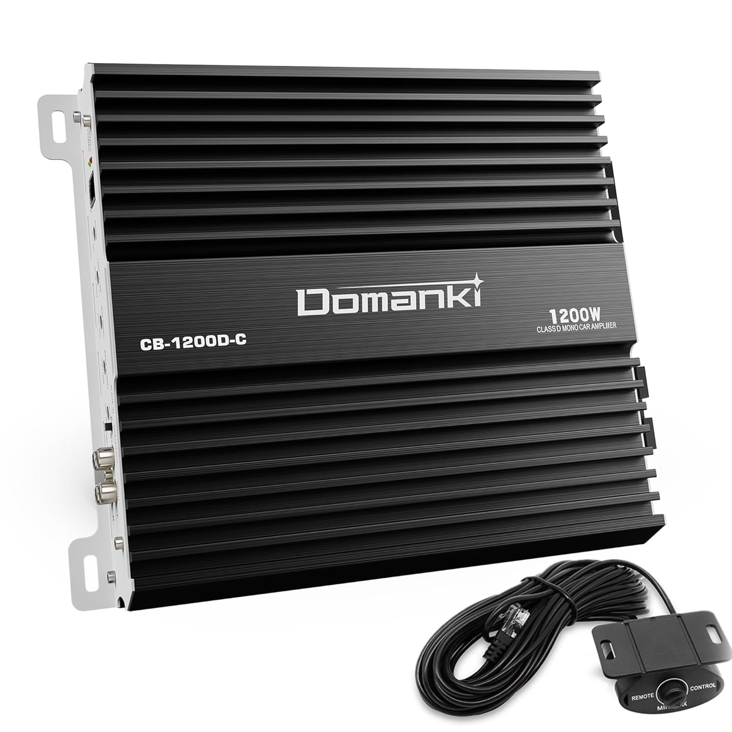 CB1200-1D Monoblock Class D MOSFET 1200W RMS Car Amplifier with Remote Subwoofer Level Control, 1-4 Ohm Stable