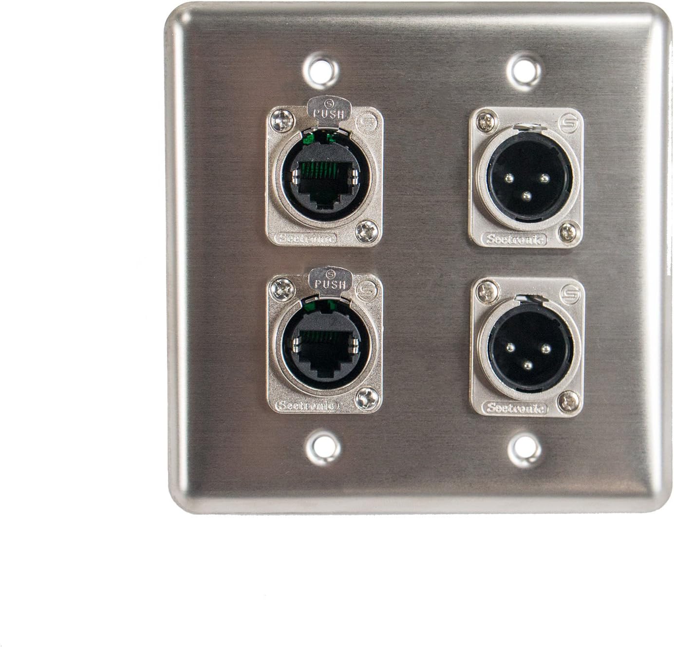 Elite Core Quad Wall Plate w/2 Tactical Ethernet and 2 XLR Male Connections Q-4-2E2XM