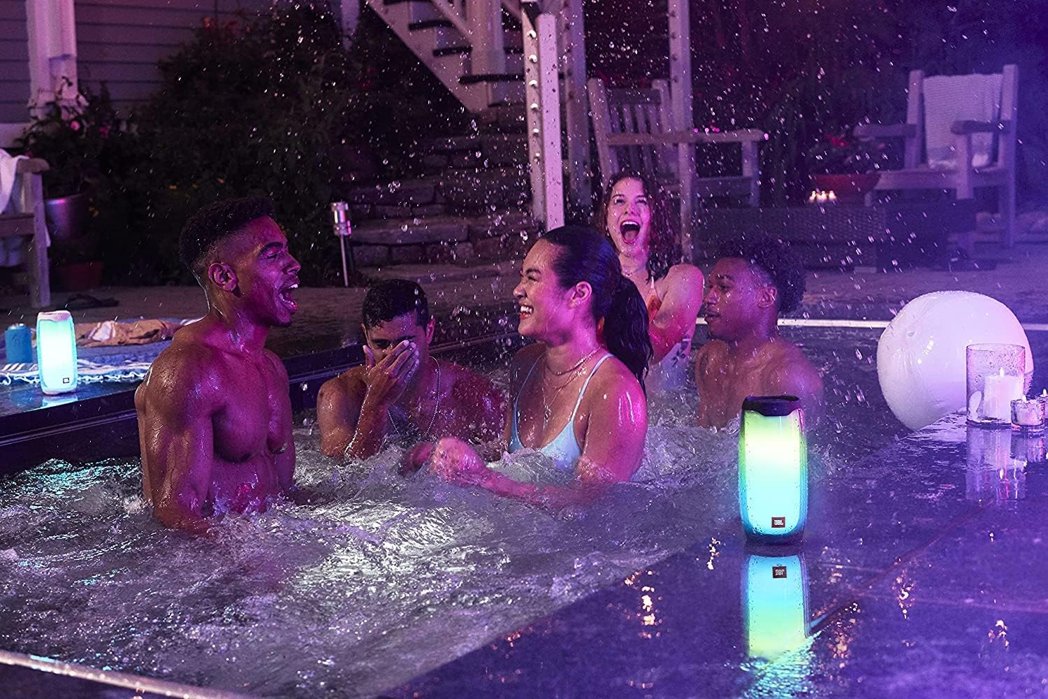 JBL Pulse 4 Waterproof Portable Bluetooth Speaker with Light Show - Black (Renewed)