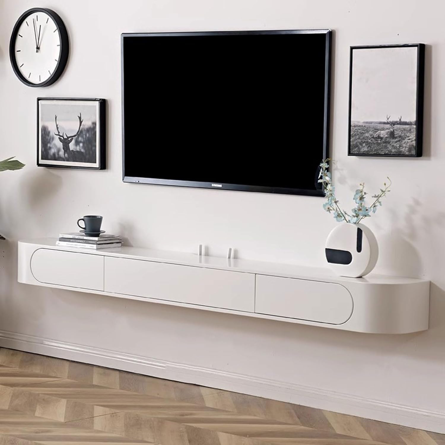 Wall Mounted TV Cabinet Floating TV Shelf Wall Shelf TV Stands Audio/Video Hutch Electronics Shelf for TV Components Storage Shelf Book Shelf Wall Unit Decor Wall Mount Corner Shelves Wall Cabinet