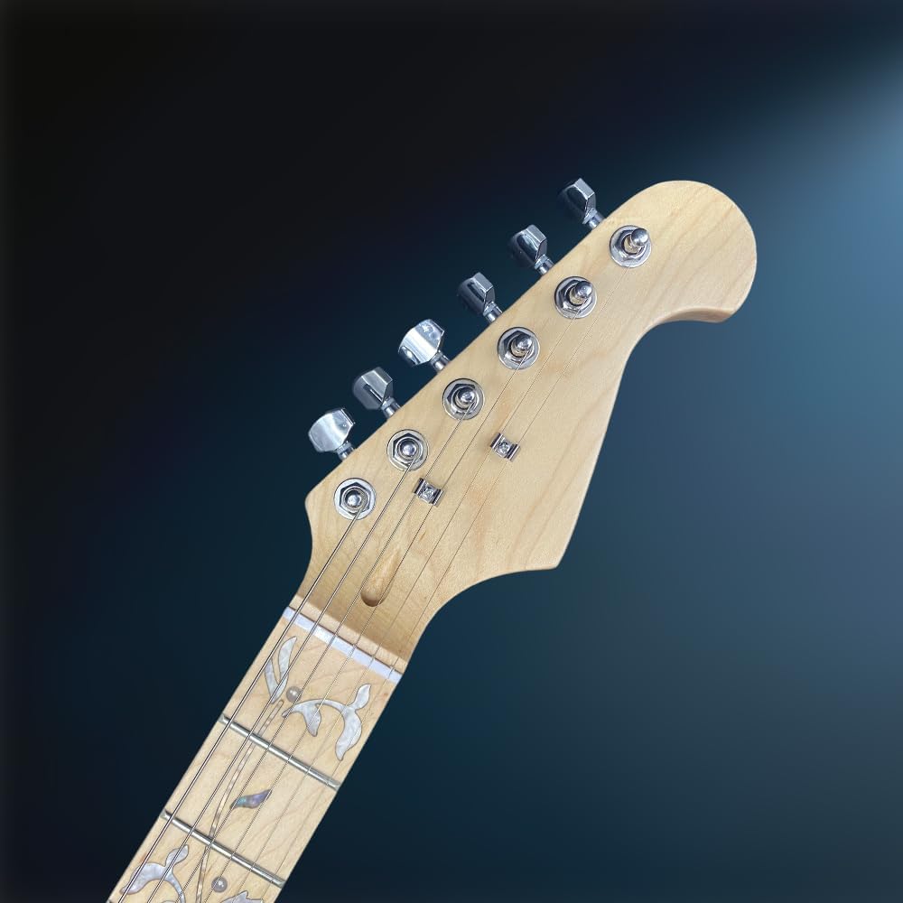 LED Light Electric Guitar - Transparent Acrylic Body Crystal Clear Design with Maple Neck - Stage Performance Guitar with Blue Lights Guitar (Style 3)