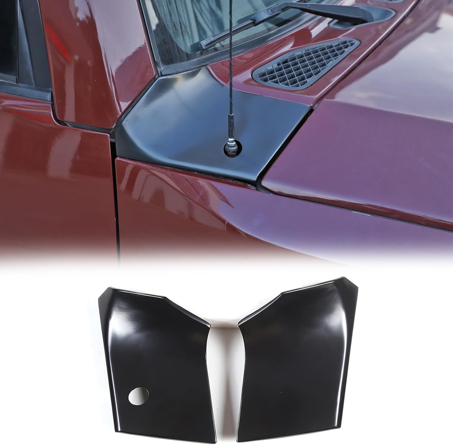 LLKUANG Car Black Cowl Body Armor Outer Cowl Covers Side Corner Guards for Toyota FJ Cruiser 2007-2021,ABS Car Hood Side Trim Panel-1 Pair (Replacement Style(Right+Left))