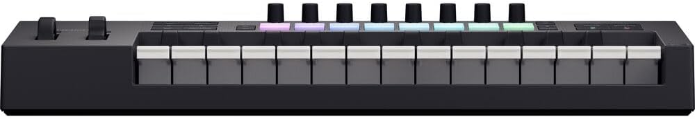 Novation Launchkey 25 MK4 USB MIDI Keyboard Controller (25 Keys) Bundle with HPC-A30 Closed-Back Studio Monitor Headphones, FP-P1L Universal Piano-Style Sustain Pedal and Mid-310 Black 10' Midi cable