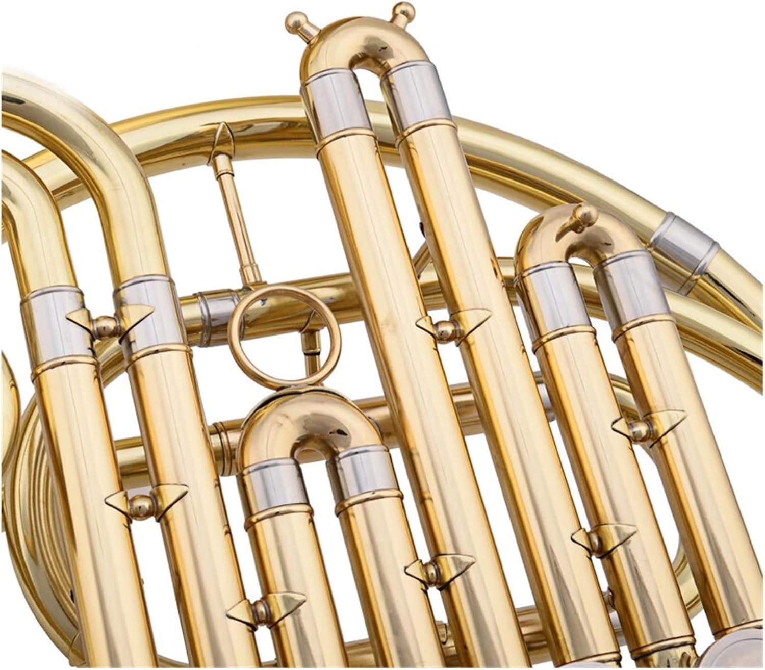 4 Key French Horn Professional Brass Horn Instrument Single Row 4 Keys B Flat Key Beginner Performance(Single row)