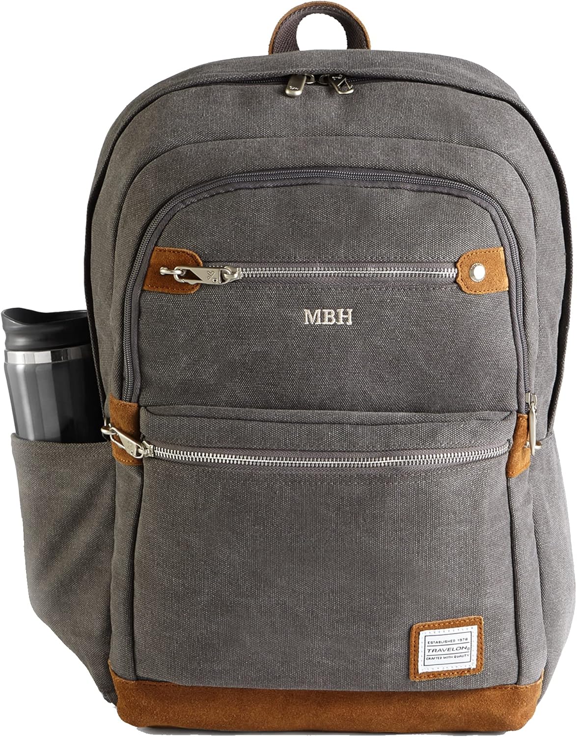 RedEnvelope Personalized Canvas & Suede Anti-Theft Travel Backpack - Travel Organizer - Customize Monogram