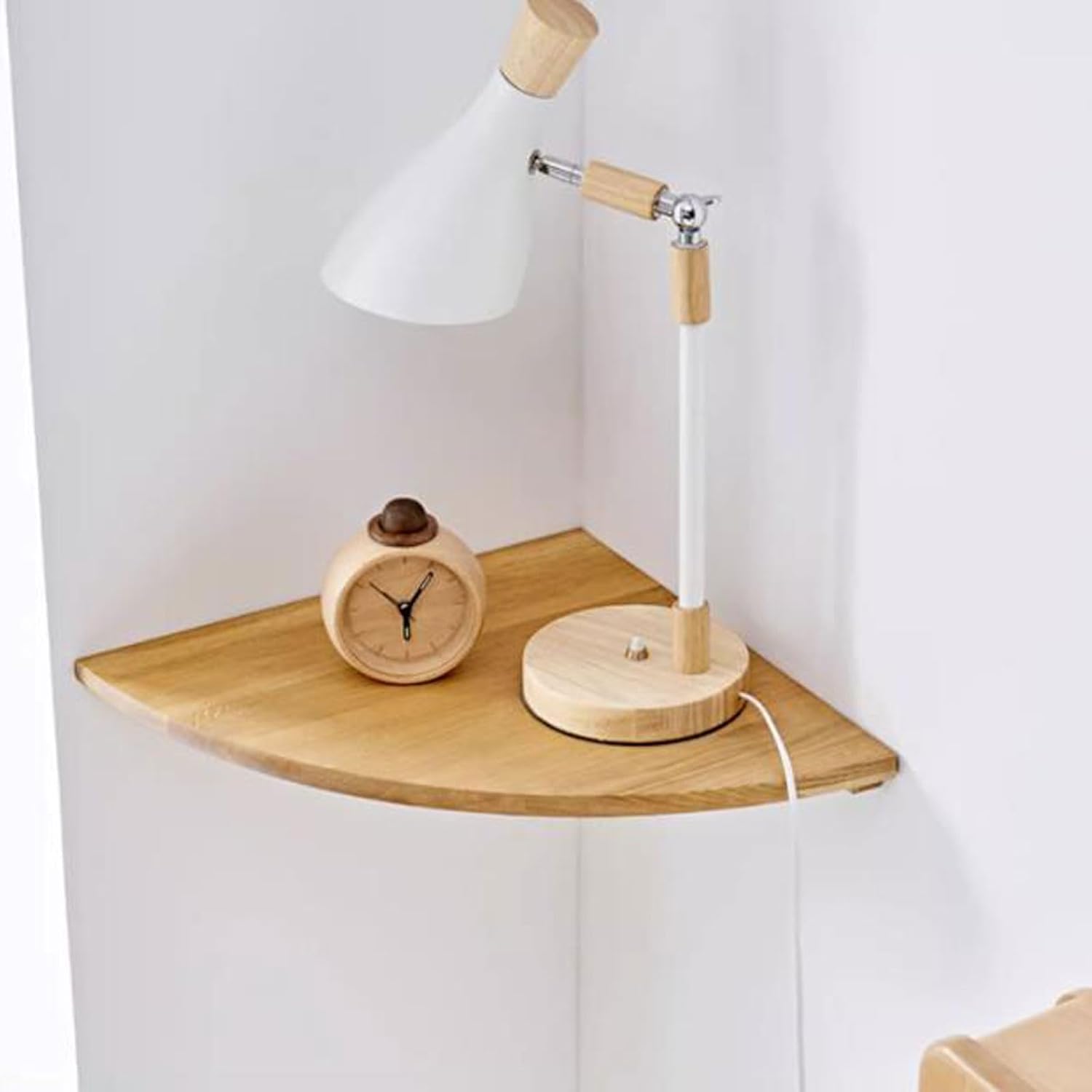 Wall Shelves Set of 3 Corner Solid Oak Floating Corner Shelf Wall Mount, Wall Display Rack, Easy to Install(Nature-3pcs Set)