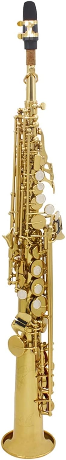 Bb Saxophone Brass Gold Lacquer Straight Saxophone Woodwind Musical Instrument with Case (Color : Golden Saxophone)