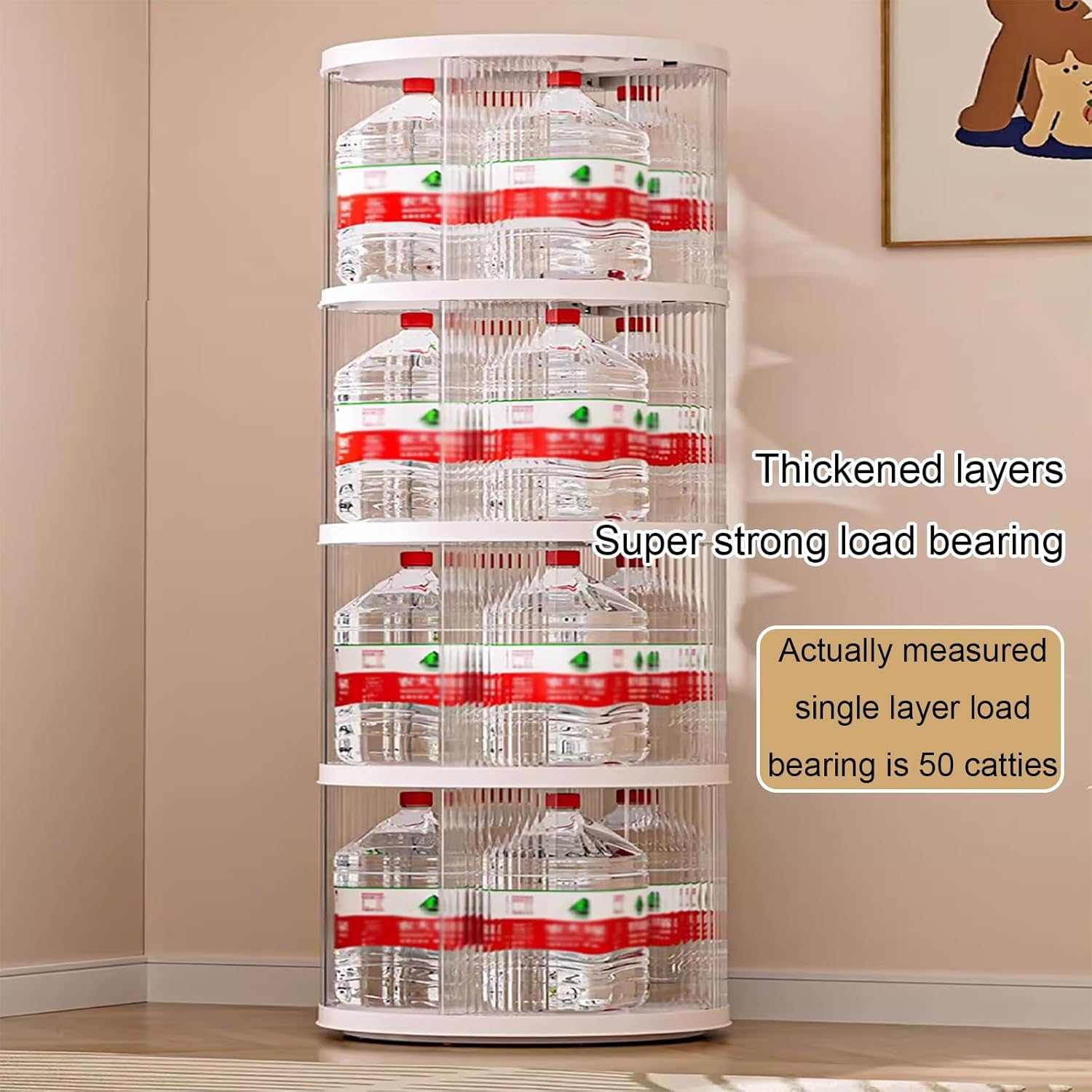 Rotating Bookshelf, Spinning Book Tower Swivel Bookcase, Round Book Shelf, for Small Space Freestanding Corner Bookcase for Playroom Bedroom Living Room(White 2,102cm/40.1in)