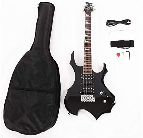 Home Flame Shaped Electric Guitar with 20W Electric Guitar Sound HSH Pickup Novice Guitar Audio Bag Strap Picks Shake Cable Wrench Tool Black 3-7 Days Delivery