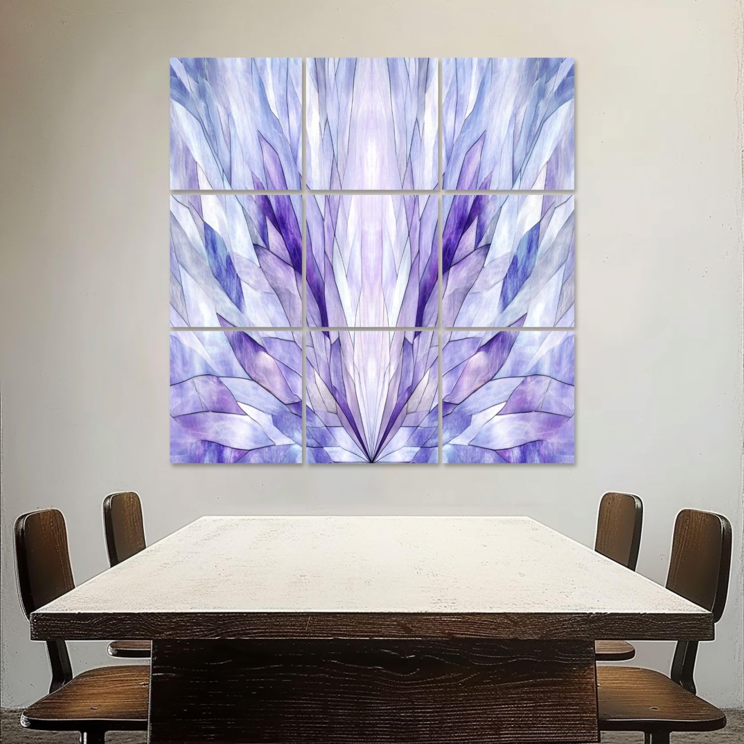 Art Acoustic Panels Self Adhesive Ethereal Symmetrical Stained Fractal Designs 9 Packs Decorative Soundproof Wall Panels Large Sound Absorbing Panels for Home Office 60