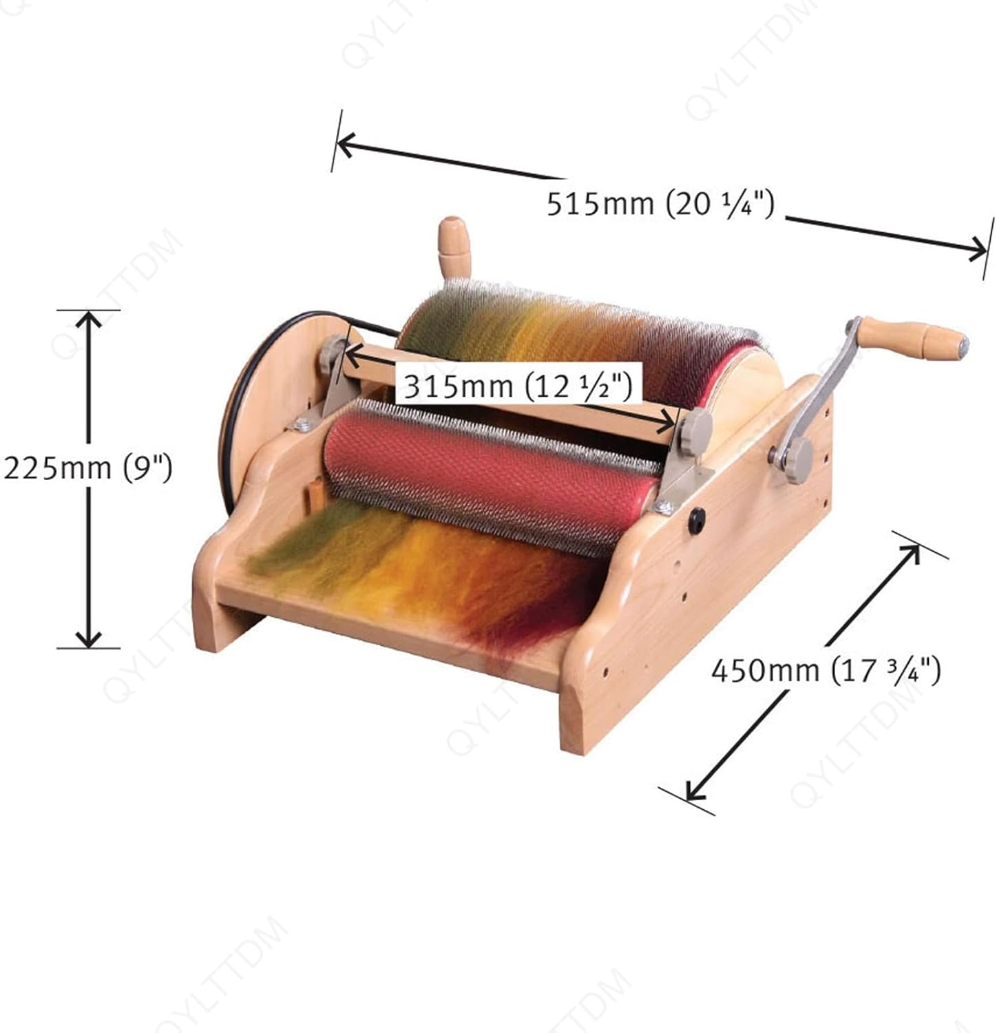 Wool Blending Board Carding Brush Set, Wide Drum Carder, Drum Diameter 315mm, Adjustable Roller Gap Drum Carding Machine, Tooth Pitch Can Set, for Creation, Mix Colors, Organize Wool Fibers