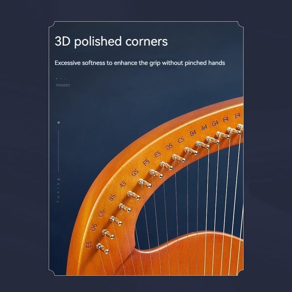 21/24 String Lyar, Thumb Harp, Mango Shape, Veneer Mahogany Xylophone Body, Beginners Niche Instrument(Color:Natural_24 Strings)(Natural-24 Strings)