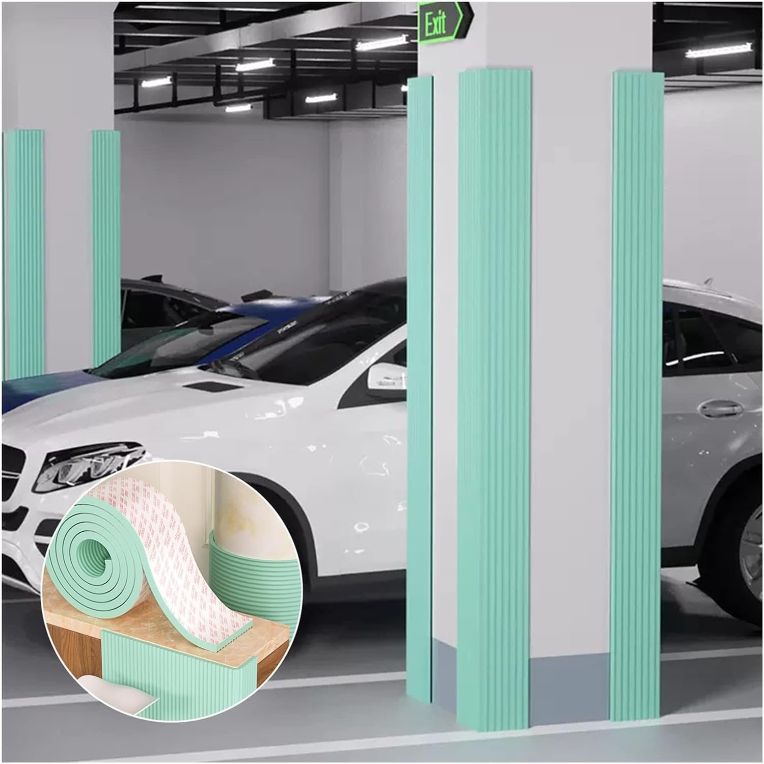 Car Park Garage Corner Protector, Workshop Sponge Edge Protector, Furniture Garage Edge Corner Protector (Color : Green, Size : 2m-5pcs)